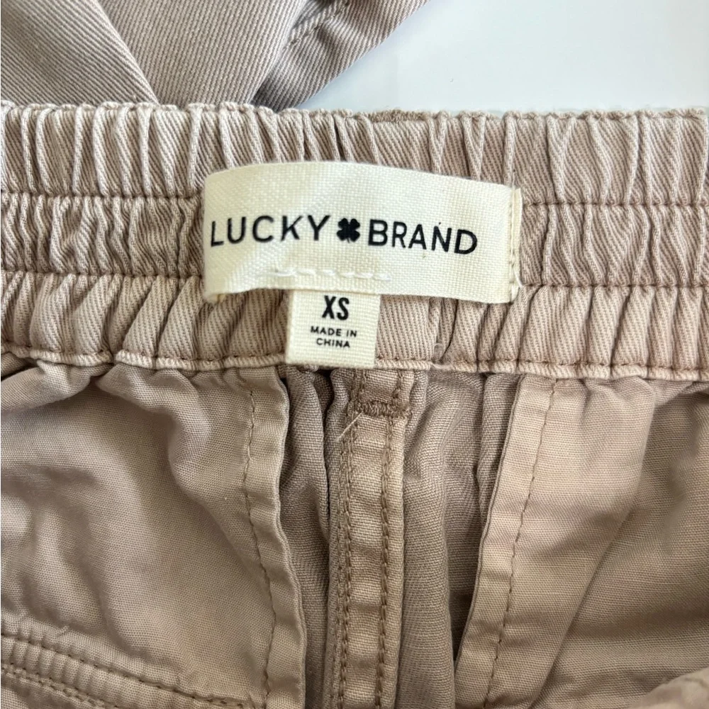 M1 New Lucky Brand Twill Cargo Pants Khaki High Rise Wide Leg Cotton‎ Soft XS